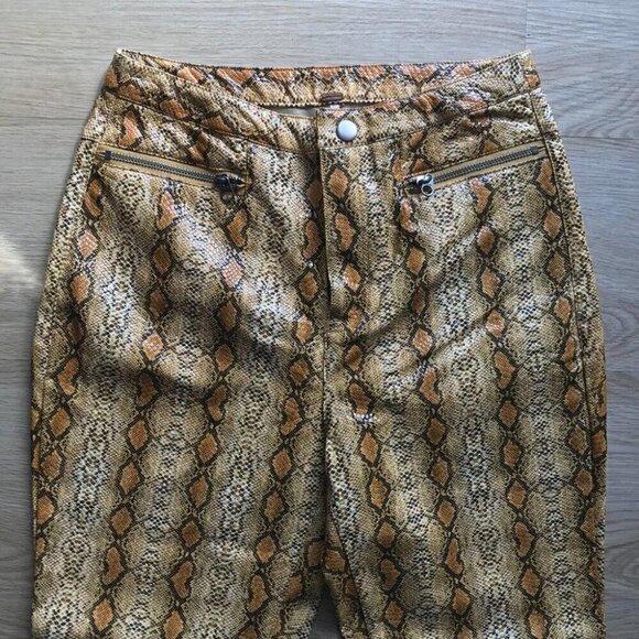 Free People Cowgirl Core Faux Leather Pants Snakeskin Zip Details Western - Picture 5 of 14